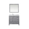 Jacques 36 in. W x 22 in. D Left Offset Distressed Grey Bath Vanity, Cultured Marble Top, Faucet Set, and 34 in. Mirror