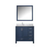 Jacques 36 in. W x 22 in. D Left Offset Navy Blue Bath Vanity, Carrara Marble Top, Faucet Set, and 34 in. Mirrors