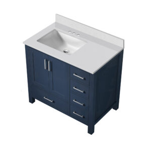 Jacques 36 in. W x 22 in. D Left Offset Navy Blue Bath Vanity and Cultured Marble Top