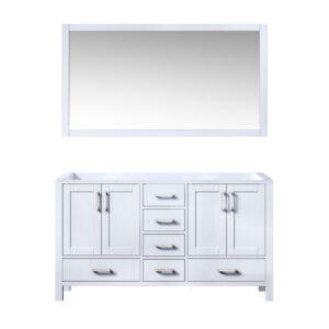 Jacques 60 in. W x 22 in. D White Double Bath Vanity and 58 in. Mirror