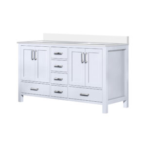 Jacques 60 in. W x 22 in. D White Bath Vanity and Cultured Marble Top