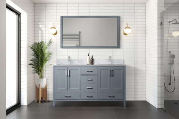 Jacques 60 in. W x 22 in. D Dark Grey Double Bath Vanity and 58 in. Mirror