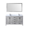 Jacques 60 in. W x 22 in. D Distressed Grey Double Bath Vanity, Carrara Marble Top, Faucet Set, and 58 in. Mirror