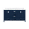 Jacques 60 in. W x 22 in. D Navy Blue Double Bath Vanity and Carrara Marble Top