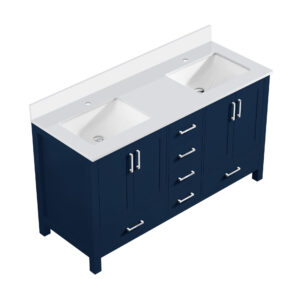 Jacques 60 in. W x 22 in. D Navy Blue Bath Vanity and Cultured Marble Top