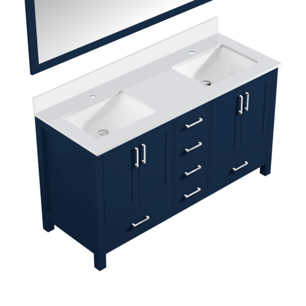 Jacques 60 in. W x 22 in. D Navy Blue Bath Vanity, Cultured Marble Top, and 58 in. Mirror