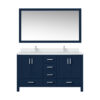 Jacques 60 in. W x 22 in. D Navy Blue Bath Vanity, Cultured Marble Top, Faucet Set, and 58 in. Mirror