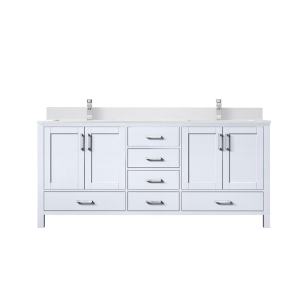 Jacques 72 in. W x 22 in. D White Double Bath Vanity, White Quartz Top, and Faucet Set