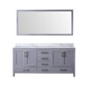 Jacques 72 in. W x 22 in. D Dark Grey Double Bath Vanity, Carrara Marble Top, and 28 in. Mirror