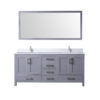 Jacques 72 in. W x 22 in. D Dark Grey Bath Vanity, Cultured Marble Top, Faucet Set, and 28 in. Mirror