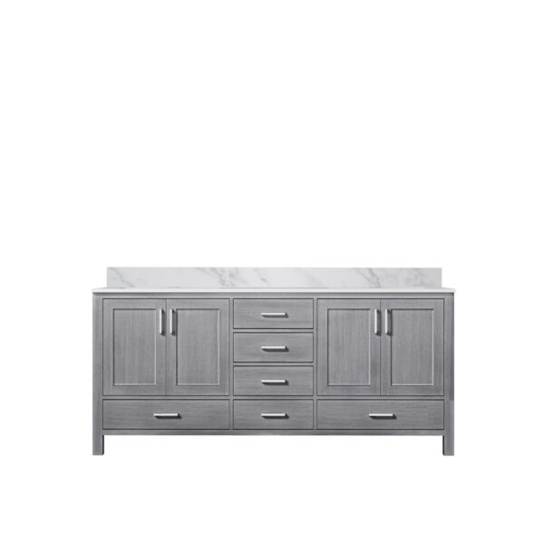 Jacques 72 in. W x 22 in. D Distressed Grey Double Bath Vanity and Carrara Marble Top