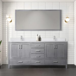 Jacques 72 in. W x 22 in. D Distressed Grey Bath Vanity and Cultured Marble Top