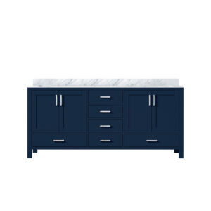 Jacques 72 in. W x 22 in. D Navy Blue Double Bath Vanity and Carrara Marble Top