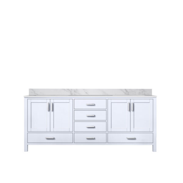 Jacques 80 in. W x 22 in. D White Double Bath Vanity and Carrara Marble Top