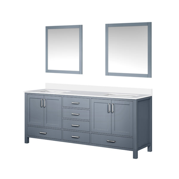 Jacques 80 in. W x 22 in. D Dark Grey Bath Vanity, Cultured Marble Top, and 30 in. Mirror