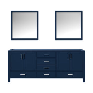 Jacques 80 in. W x 22 in. D Navy Blue Double Bath Vanity and 30 in. Mirrors