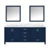 Jacques 80 in. W x 22 in. D Navy Blue Double Bath Vanity, Carrara Marble Top, and 30 in. Mirrors