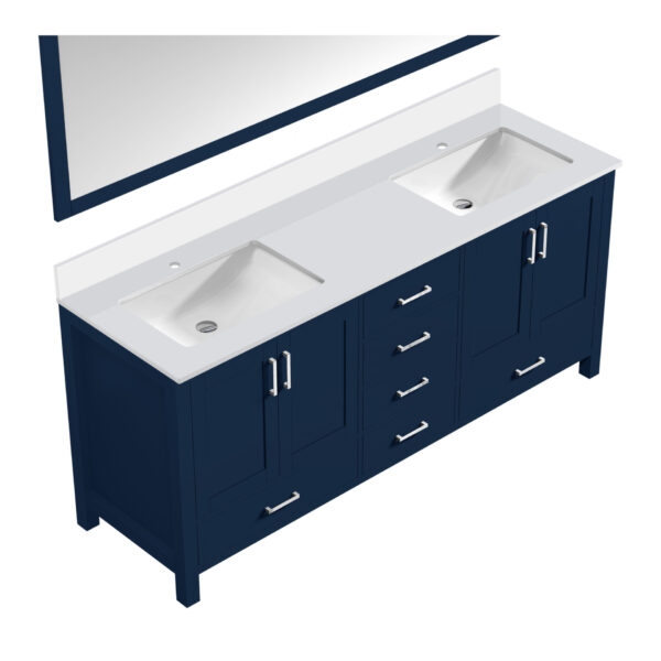 Jacques 80 in. W x 22 in. D Navy Blue Bath Vanity, Cultured Marble Top, and 30 in. Mirror