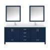 Jacques 80 in. W x 22 in. D Navy Blue Bath Vanity, Cultured Marble Top, Faucet Set, and 30 in. Mirror