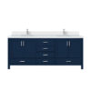 Jacques 80 in. W x 22 in. D Navy Blue Double Bath Vanity, White Quartz Top, and Faucet Set