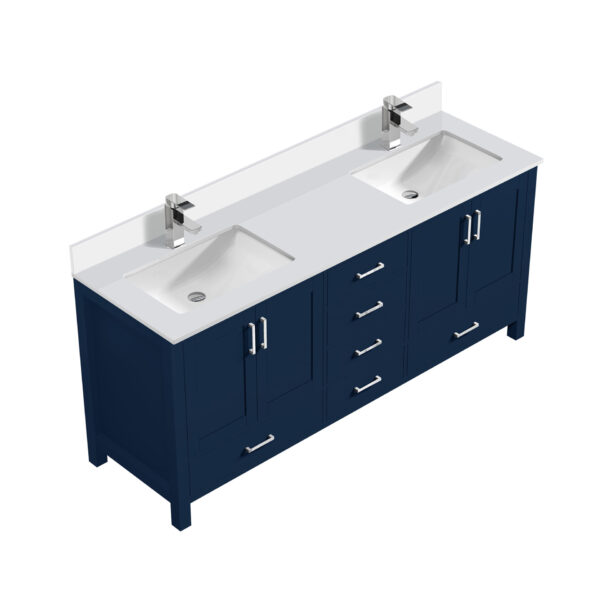 Jacques 80 in. W x 22 in. D Navy Blue Double Bath Vanity, White Quartz Top, and Faucet Set