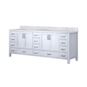 Jacques 84 in. W x 22 in. D White Double Bath Vanity and Carrara Marble Top