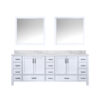 Jacques 84 in. W x 22 in. D White Double Bath Vanity, Carrara Marble Top, and 34 in. Mirrors