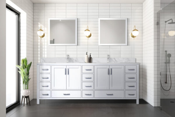 Jacques 84 in. W x 22 in. D White Double Bath Vanity and 34 in. Mirrors