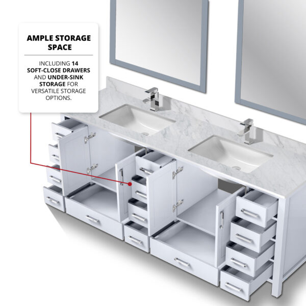 Jacques 84 in. W x 22 in. D White Double Bath Vanity and 34 in. Mirrors