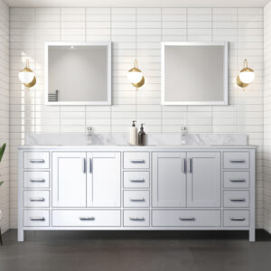 Jacques 84 in. W x 22 in. D White Double Bath Vanity and 34 in. Mirrors