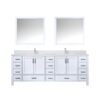 Jacques 84 in. W x 22 in. D White Bath Vanity, Cultured Marble Top, Faucet Set, and 34 in. Mirror