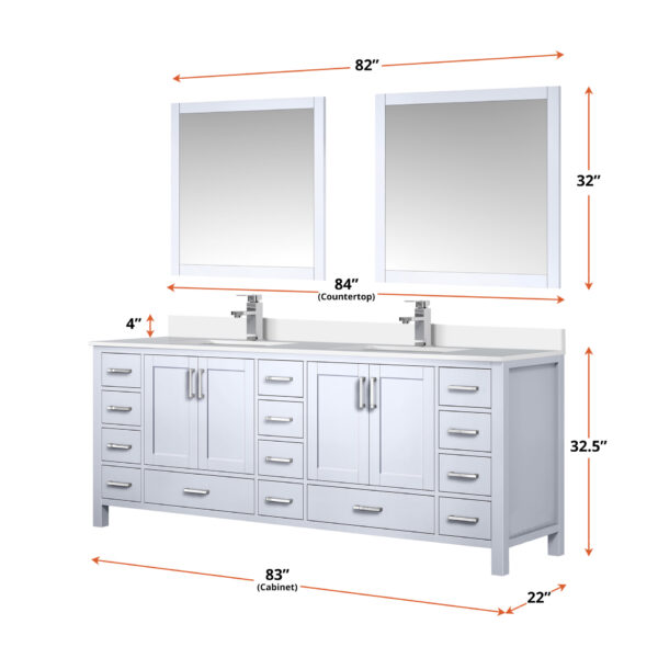 Jacques 84 in. W x 22 in. D White Bath Vanity and Cultured Marble Top