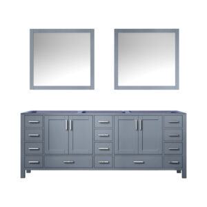 Jacques 84 in. W x 22 in. D Dark Grey Double Bath Vanity and 34 in. Mirrors