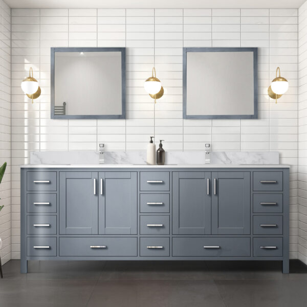 Jacques 84 in. W x 22 in. D Dark Grey Double Bath Vanity and 34 in. Mirrors