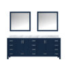 Jacques 84 in. W x 22 in. D Navy Blue Double Bath Vanity, Carrara Marble Top, and 34 in. Mirrors