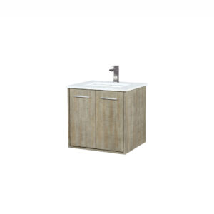 Fairbanks 24W x 20D Rustic Acacia Bath Vanity, Cultured Marble Top and Gun Metal Faucet Set