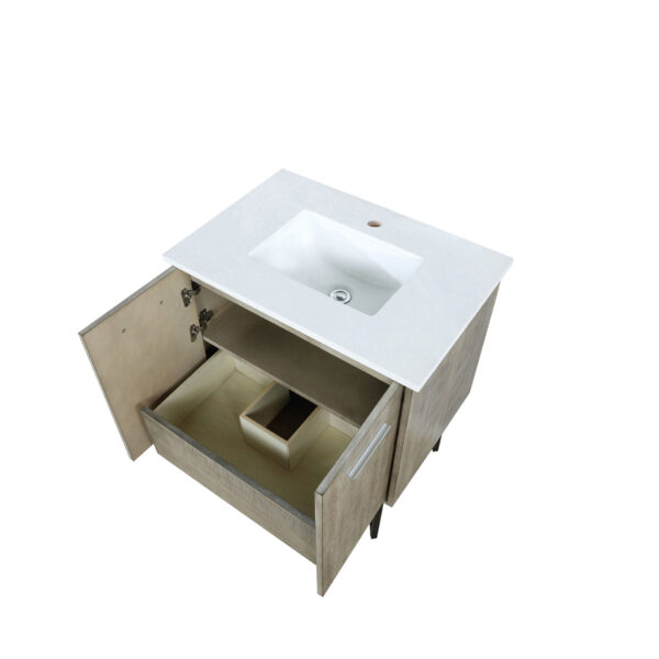 Lancy 30W x 20D Rustic Acacia Bath Vanity and White Quartz Top