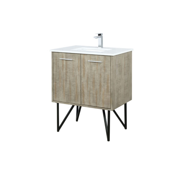 Lancy 30W x 20D Rustic Acacia Bath Vanity, Cultured Marble Top and Chrome Faucet Set