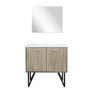 Lancy 36W x 20D Rustic Acacia Bath Vanity, Cultured Marble Top and 28Mirror