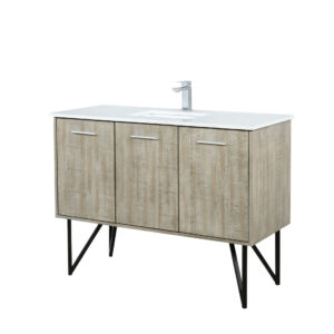 Lancy 48W x 20D Rustic Acacia Bath Vanity, Cultured Marble Top and Chrome Faucet Set