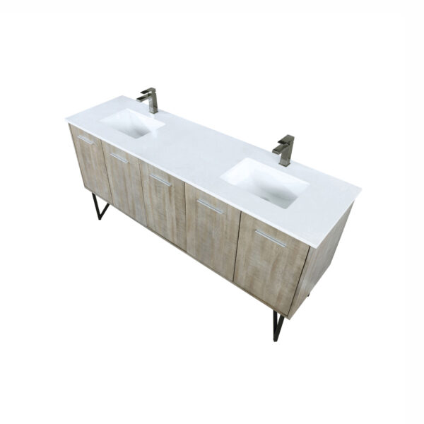 Lancy 72W x 20D Rustic Acacia Double Bath Vanity, Cultured Marble Top and Gun Metal Faucet Set