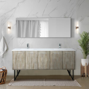 Lancy 72W x 20D Rustic Acacia Double Bath Vanity, Cultured Marble Top and Chrome Faucet Set