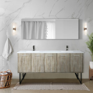 Lancy 72W x 20D Rustic Acacia Double Bath Vanity, Cultured Marble Top and Gun Metal Faucet Set