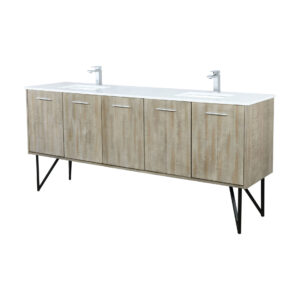 Lancy 80W x 20D Rustic Acacia Double Bath Vanity, Cultured Marble Top and Chrome Faucet Set