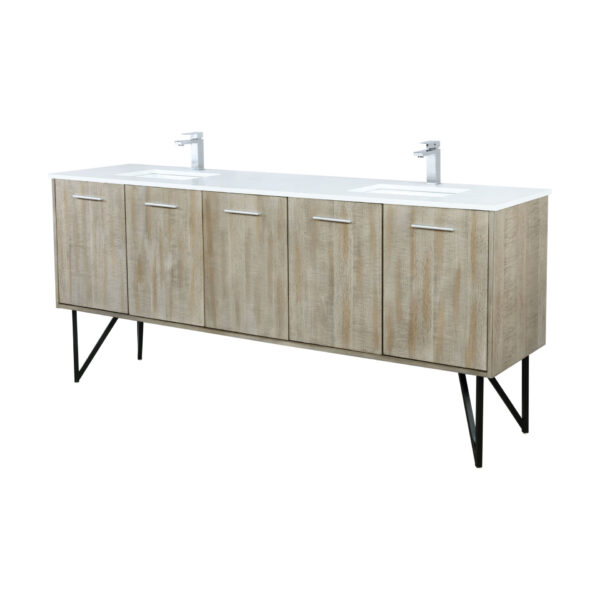 Lancy 80W x 20D Rustic Acacia Double Bath Vanity, Cultured Marble Top and Chrome Faucet Set