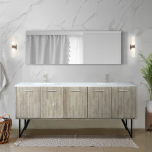 Lancy 80W x 20D Rustic Acacia Double Bath Vanity and White Quartz Top