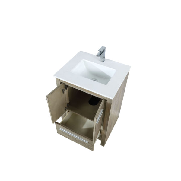 Lafarre 24W x 20D Rustic Acacia Bath Vanity, Cultured Marble Top and Chrome Faucet Set