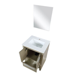 Lafarre 24W x 20D Rustic Acacia Bath Vanity, Cultured Marble Top and 18Mirror