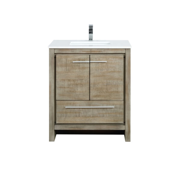 Lafarre 30W x 20D Rustic Acacia Bath Vanity, Cultured Marble Top and Chrome Faucet Set