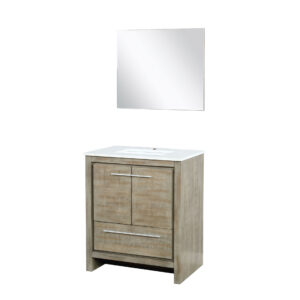 Lafarre 30W x 20D Rustic Acacia Bath Vanity, Cultured Marble Top and 28Mirror